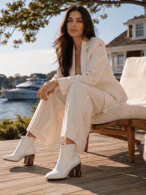 Gabriela Hearst Tito White Leather Pointed Toe Booties 7.5 $1280 Statement Heel